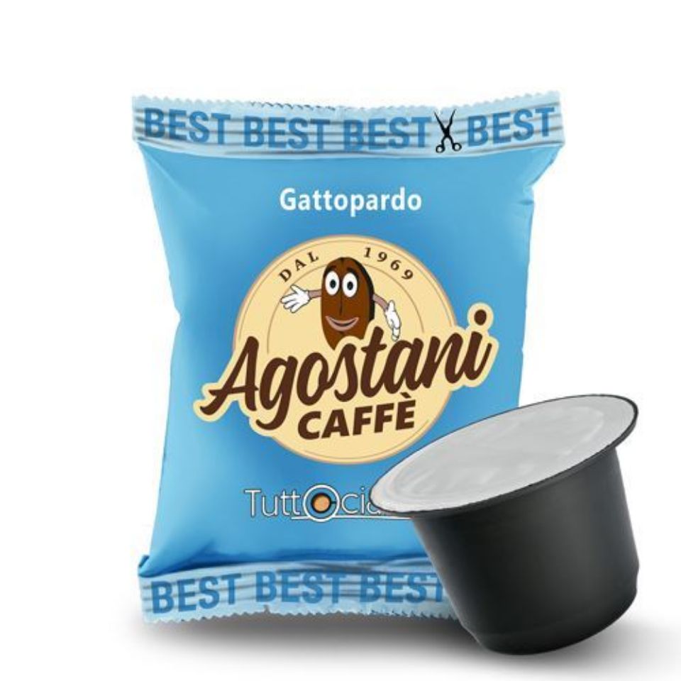Immagine di 100 capsule Caffè Agostani Best Gattopardo compatibile Nespresso