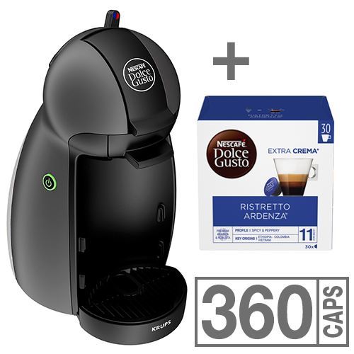 Macchina caffè Piccolo grigio antracite Krups KP100B10 Nescafé Dolce Gusto  + 360 capsule Ardenza