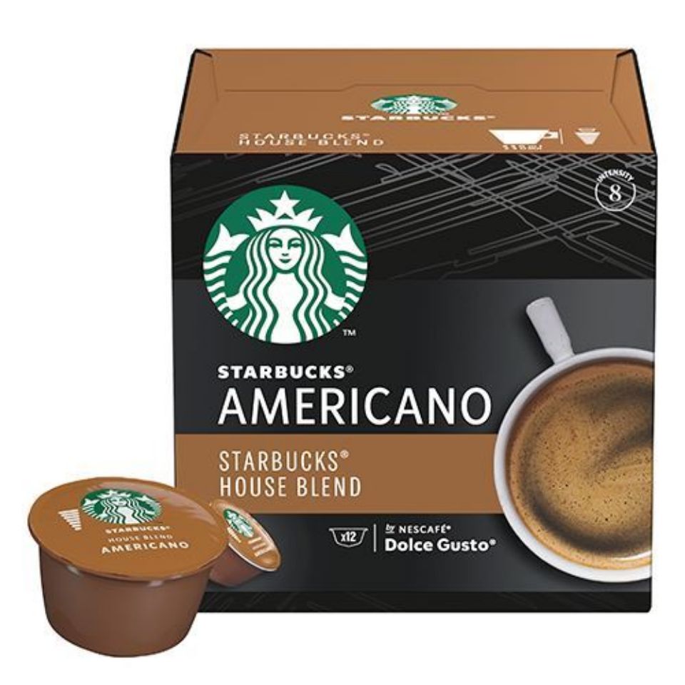 Immagine di 12 capsule STARBUCKS<sup>&reg;</sup> House Blend by Nescafé<sup>&reg;</sup> Dolce Gusto<sup>&reg;</sup>, per caffè americano o lungo