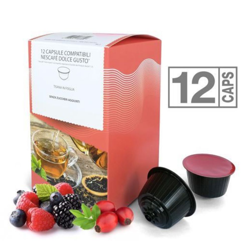 Immagine di 12 Capsule Tisana in foglie Frutti di Bosco Compatibili Nescafé Dolce Gusto