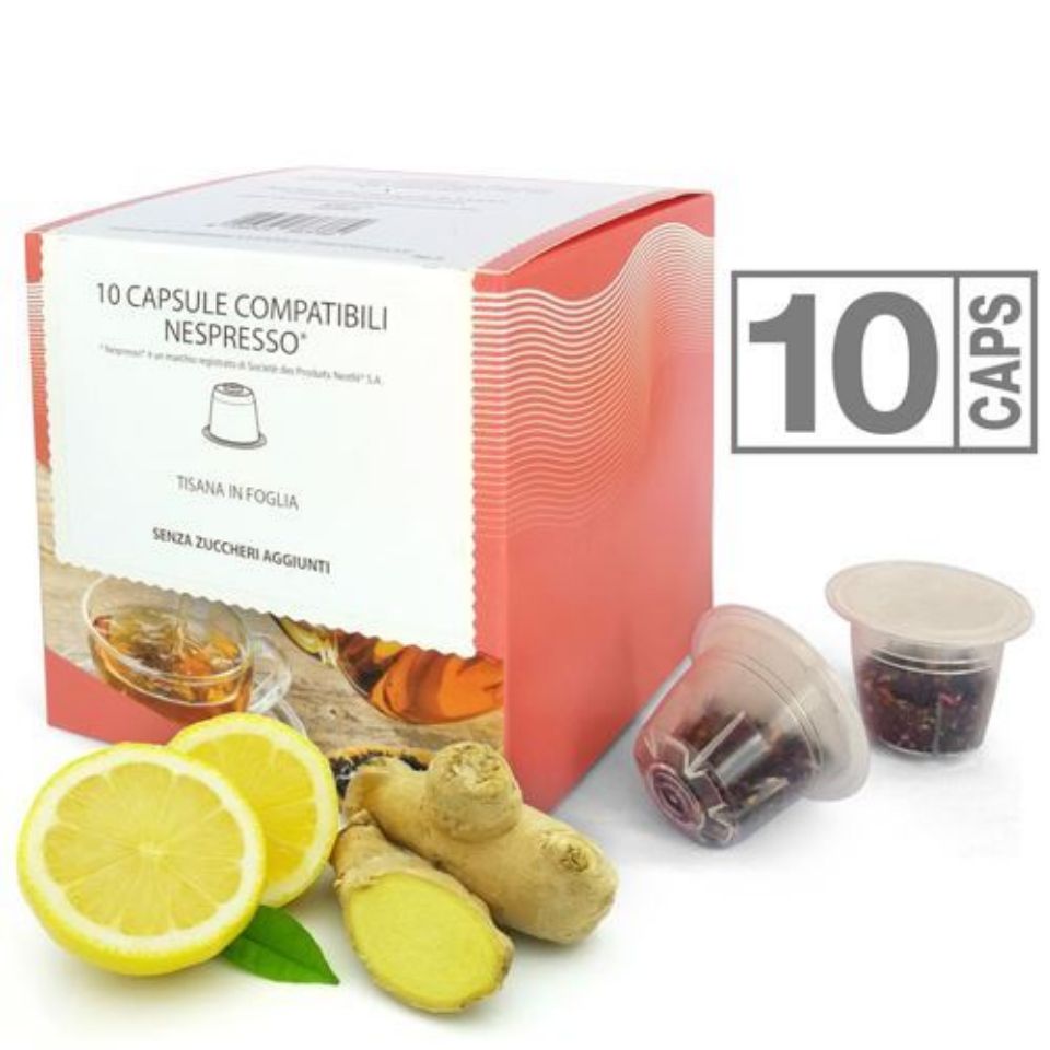 Immagine di 10 capsule Tisana in foglia Zenzero e Limone compatibile Nespresso