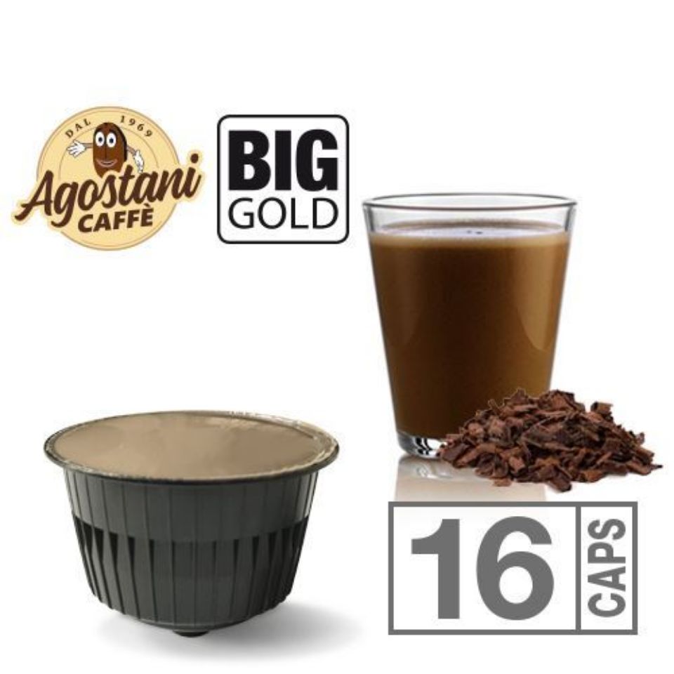 Immagine di 16 Capsule Cioccolato Agostani  BIG GOLD Compatibili Nescafé Dolce Gusto