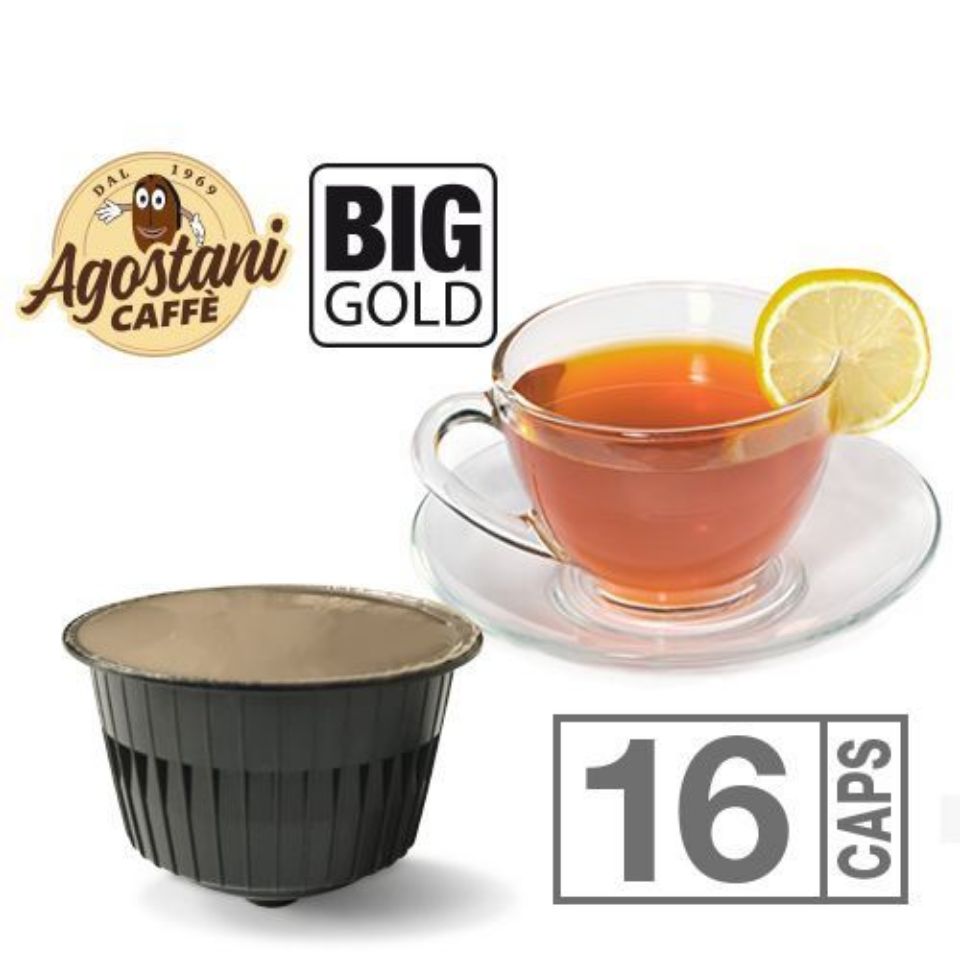 Immagine di 16 Capsule Tè Limone Agostani BIG GOLD Compatibili Nescafé Dolce Gusto