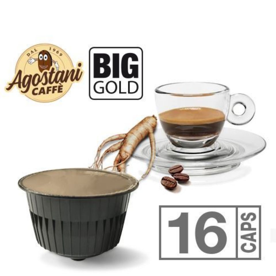 Immagine di 16 Capsule Ginseng Agostani BIG GOLD compatibili Nescafé Dolce Gusto