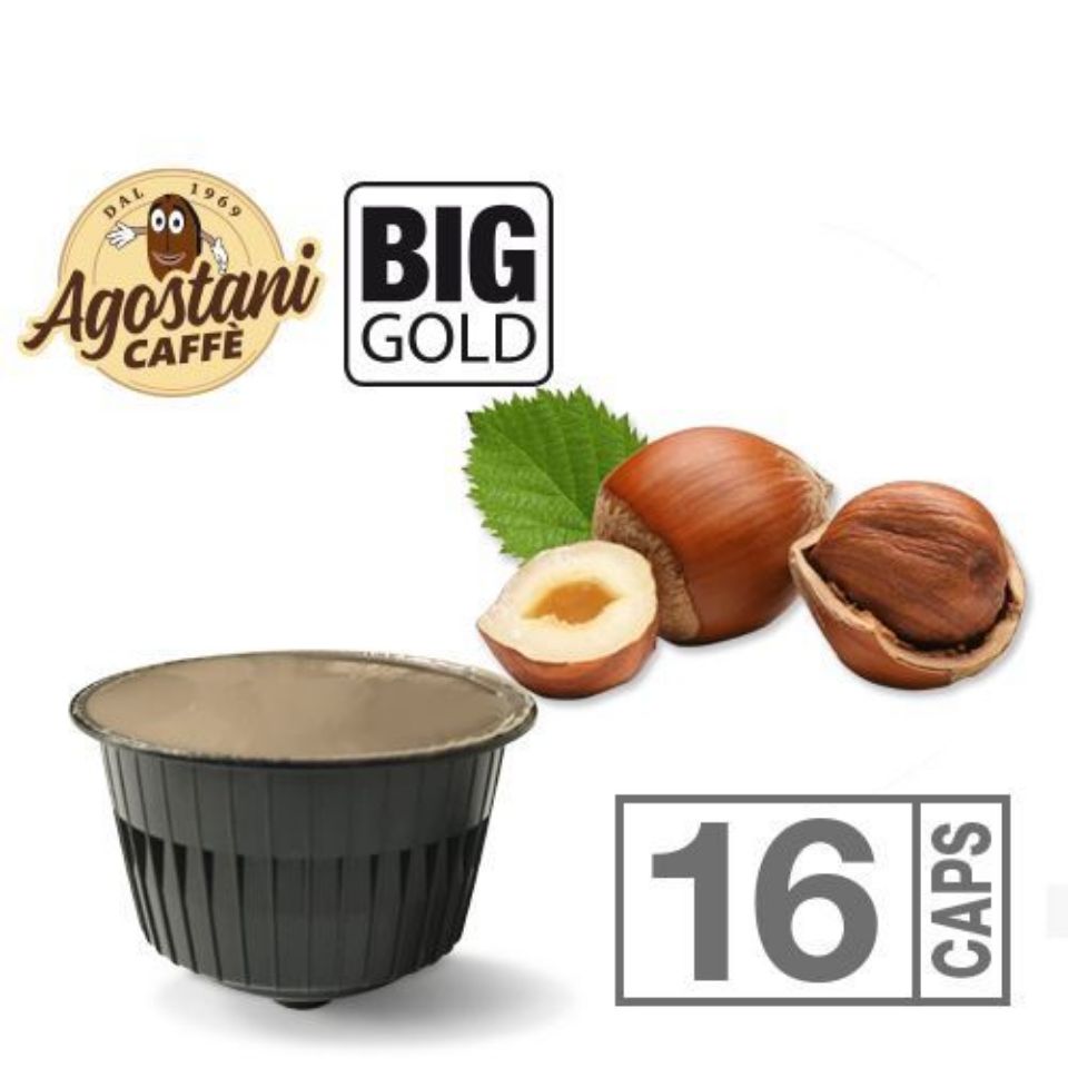 Immagine di 16 Capsule Nocciolino Agostani BIG GOLD Compatibili Nescafé Dolce Gusto