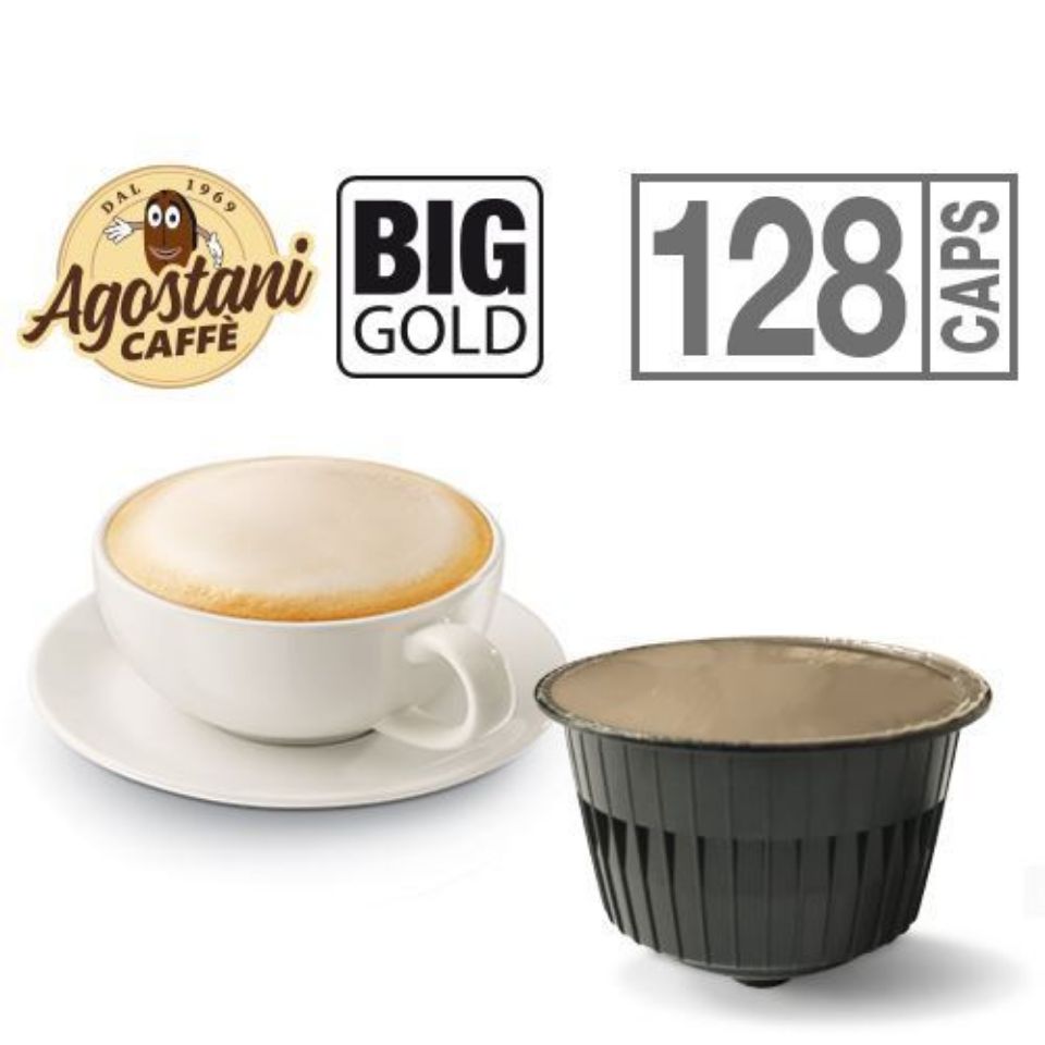 Immagine di 128 Capsule CAPPUCCINO Agostani Big Gold compatibili Nescafé Dolce Gusto con Spedizione Gratuita