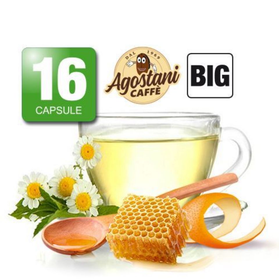 Immagine di 16 Capsule bevanda Camomilla Miele e Arancia Agostani Big Compatibili Nescafé Dolce Gusto