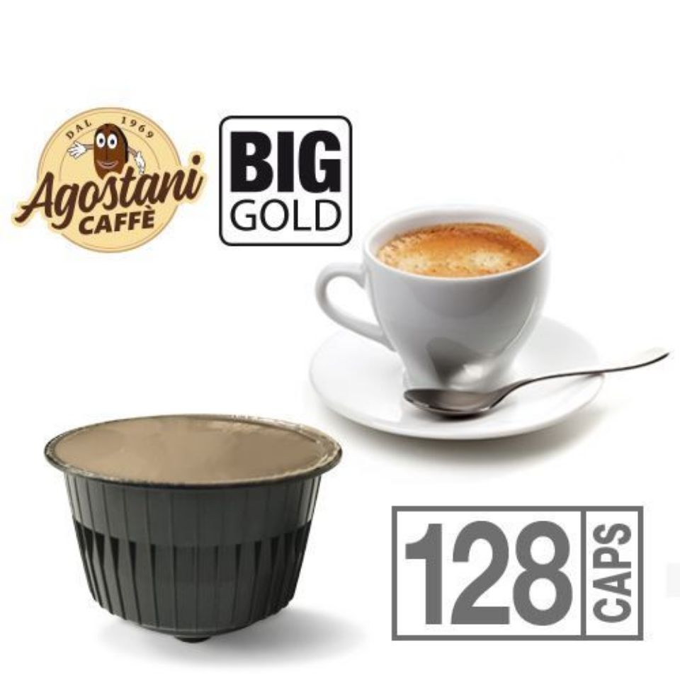 Immagine di 128 Capsule caffè Agostani BIG GOLD Espresso Decaffeinato compatibili Nescafé Dolce Gusto