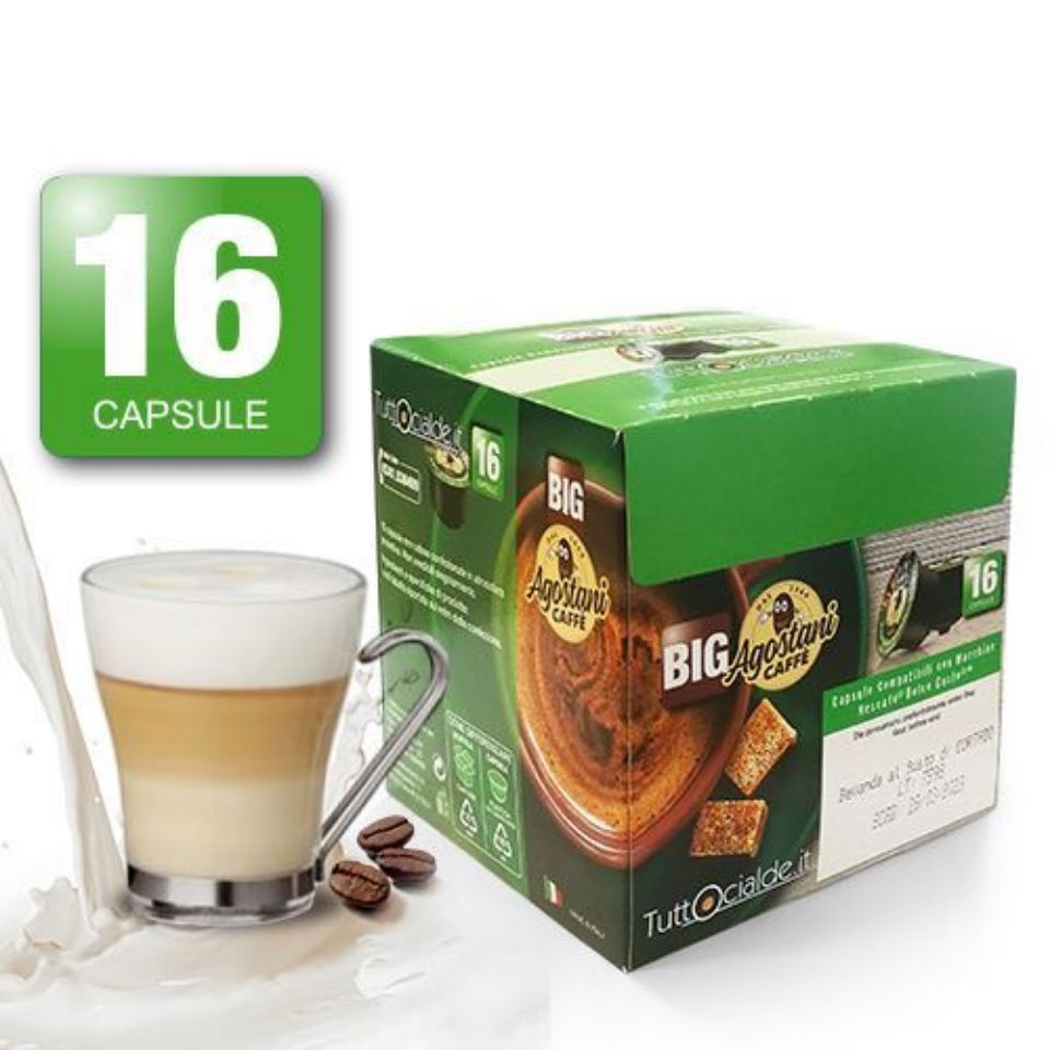 Immagine di 16 Capsule Cortado Agostani Big Compatibili Nescafé Dolce Gusto