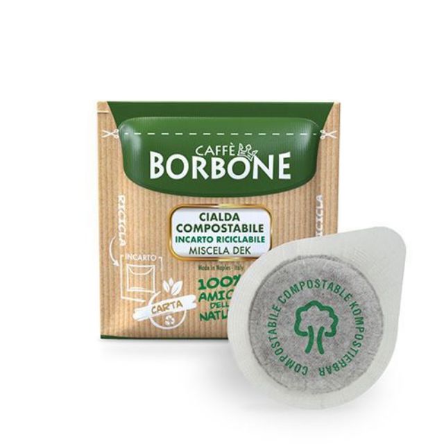 150 Cialde caffè Borbone miscela VERDE DECAFFEINATO filtrocarta 44 mm ESE 150 Cialde caffè Borbone miscela VERDE DECAFFEINATO filtrocarta 44 mm ESE