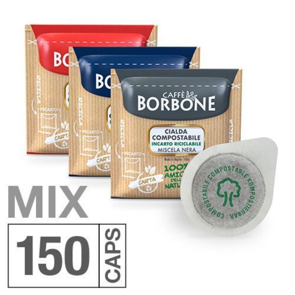 OFFERTA LANCIO: 150 Cialde MISTE filtrocarta 44 mm ESE caffè Borbone