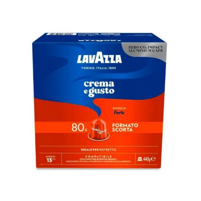 80 capsule in alluminio caffè Lavazza Crema e Gusto Forte compatibili Nespresso 80 capsule in alluminio caffè Lavazza Crema e Gusto Forte compatibili Nespresso