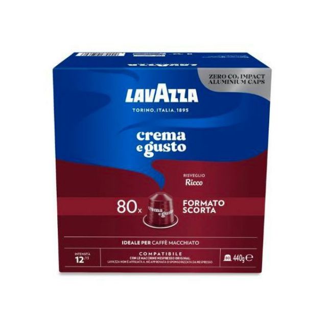 80 capsule in alluminio caffè Lavazza Crema e Gusto Ricco compatibili Nespresso 80 capsule in alluminio caffè Lavazza Crema e Gusto Ricco compatibili Nespresso