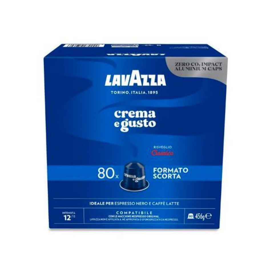 Immagine di 80 capsule in alluminio caffè Lavazza Crema e Gusto Classico compatibili Nespresso