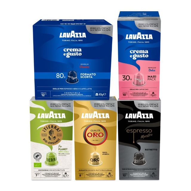 Visualizza i dettagli per Offerta: 140 Capsule in alluminio MISTE Lavazza Compatibili Nespresso con Spedizione Gratis Offerta: 140 Capsule in alluminio MISTE Lavazza Compatibili Nespresso con Spedizione Gratis