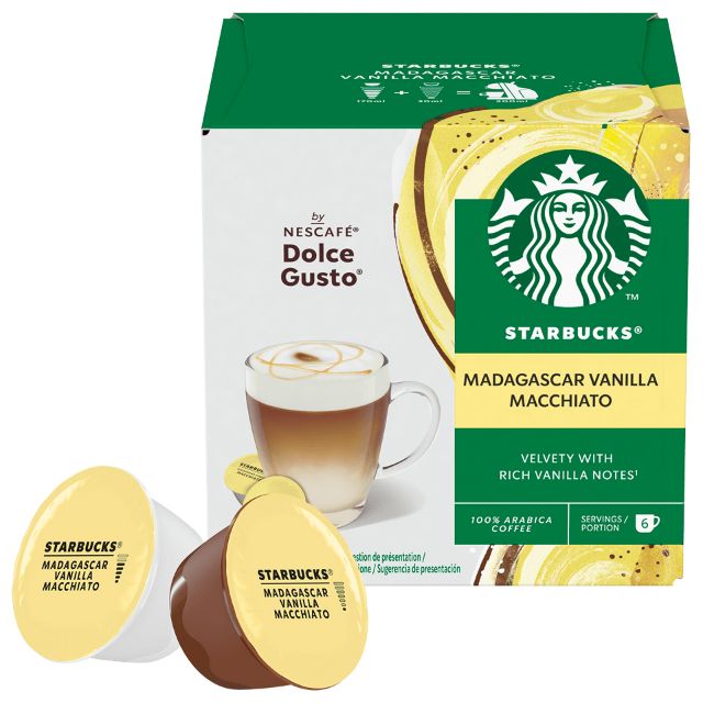 Visualizza i dettagli per 108 capsule STARBUCKS Macchiato Vanilla by Nescafé Dolce Gusto 108 capsule STARBUCKS Macchiato Vanilla by Nescafé Dolce Gusto