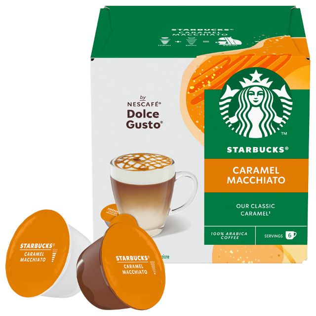 Visualizza i dettagli per 108 capsule STARBUCKS Caramel Macchiato by Nescafé Dolce Gusto 108 capsule STARBUCKS Caramel Macchiato by Nescafé Dolce Gusto