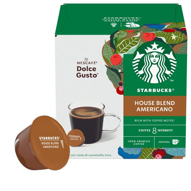 Visualizza i dettagli per 108 capsule STARBUCKS House Blend by Nescafé Dolce Gusto, per caffè americano o lungo 108 capsule STARBUCKS House Blend by Nescafé Dolce Gusto, per caffè americano o lungo