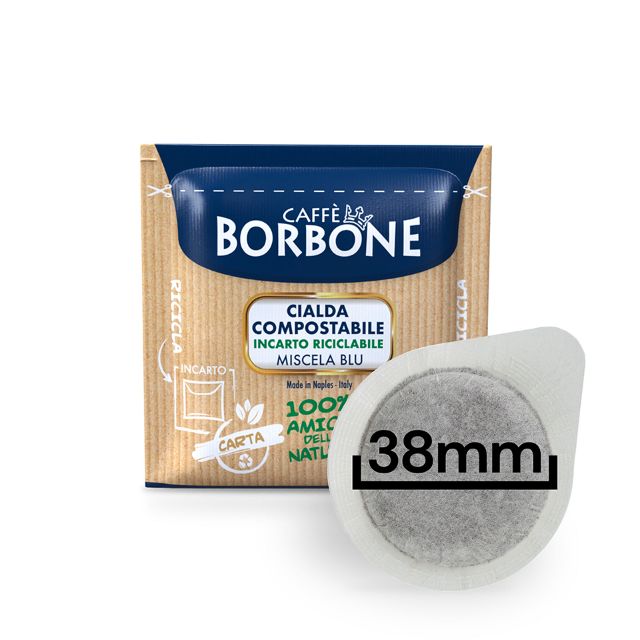 100 Cialde caffè Borbone miscela BLU filtrocarta  38 mm 