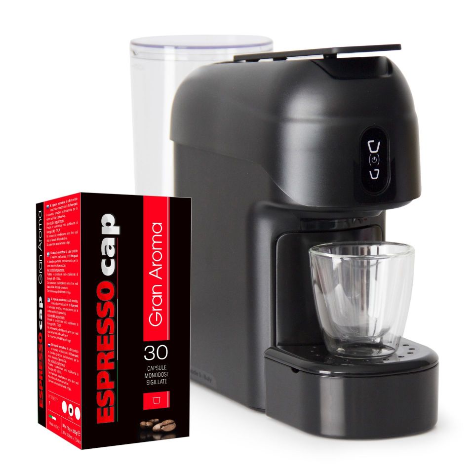 Immagine di Macchina Caffè Alba Nera (per sistema a cialde Espresso Cap) + 120 capsule Gran Aroma