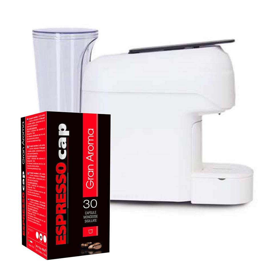 Immagine di Macchina Caffè Alba Bianca (per sistema a cialde Espresso Cap) + 120 capsule Gran Aroma