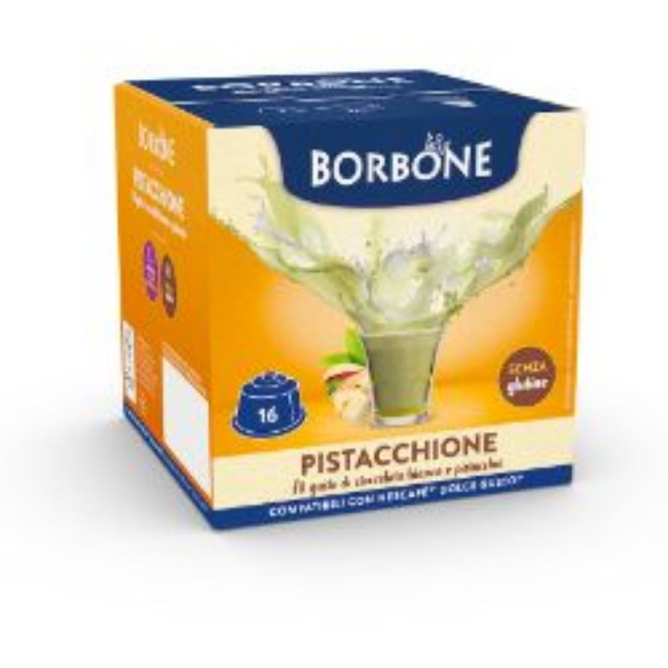 Immagine di 16 Capsule Borbone Compatibili macchine Nescafè Dolce Gusto PISTACCHIONE AL GUSTO DI CIOCCOLATA BIANCA E PISTACCHIO