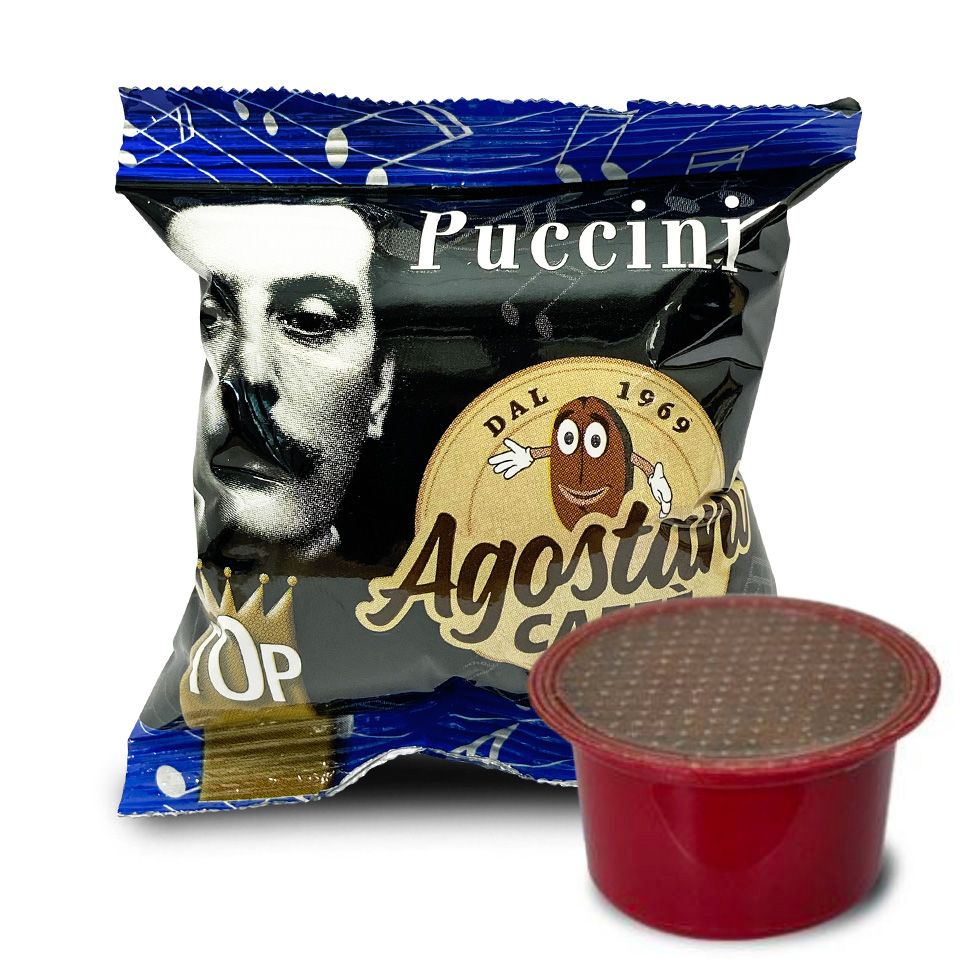 Immagine di 50 Capsule caffè Agostani Puccini compatibile macchine Lavazza BLUE e Lavazza In Black
