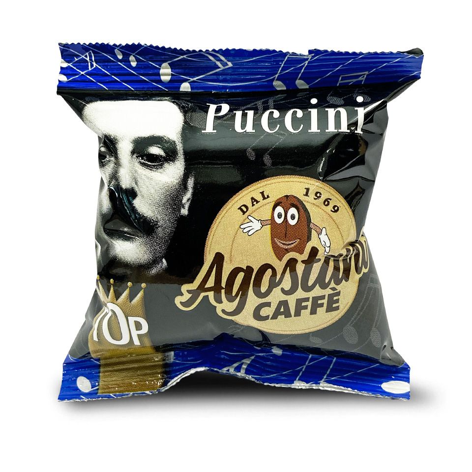 Immagine di 50 Capsule caffè Agostani Puccini compatibile macchine Lavazza BLUE e Lavazza In Black
