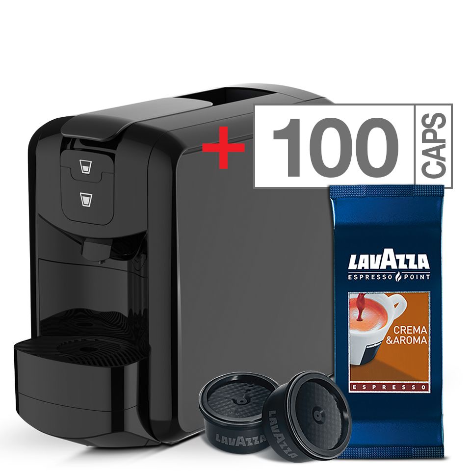 Macchina caffè Point Black + 100 capsule Crema e Aroma Lavazza Espresso Point