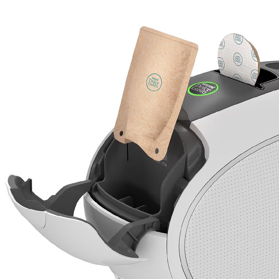 Macchina Caffè Dolce Gusto Neo Latte Bianca - inserimento cialda e bustina