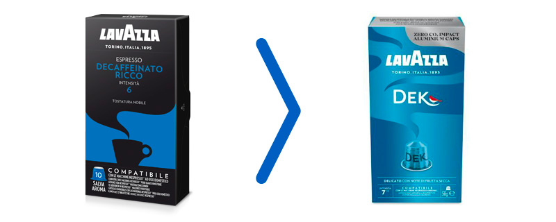 Le capsule in plastica Lavazza Decaffeinato sono fuori produzione e Lavazza le ha sostituite con le nuove capsule in alluminio Dek.