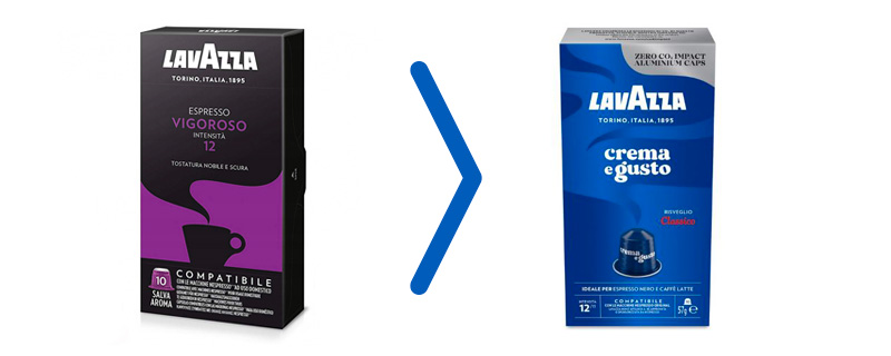 Le capsule in plastica Lavazza Vigoroso sono fuori produzione e Lavazza le ha sostituite con le nuove capsule in alluminio Crema e Gusto.