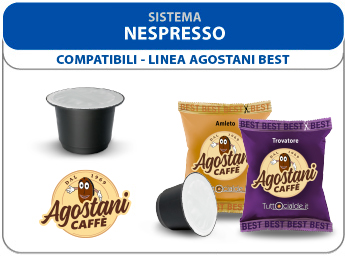 Visualizza i prodotti della categoria Cialde e Capsule compatibili Nespresso: Caffè Agostani Visualizza i prodotti della categoria Cialde e Capsule compatibili Nespresso: Caffè Agostani
